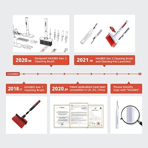 Hagibis Cleaning Soft Brush Keyboard Cleaner 5-in-1 Multi-Function Computer Cleaning Tools Kit Corner Gap Duster Keycap Puller for Bluetooth Earphones LEGO Laptop Airpods Pro Camera Lens (Grey)