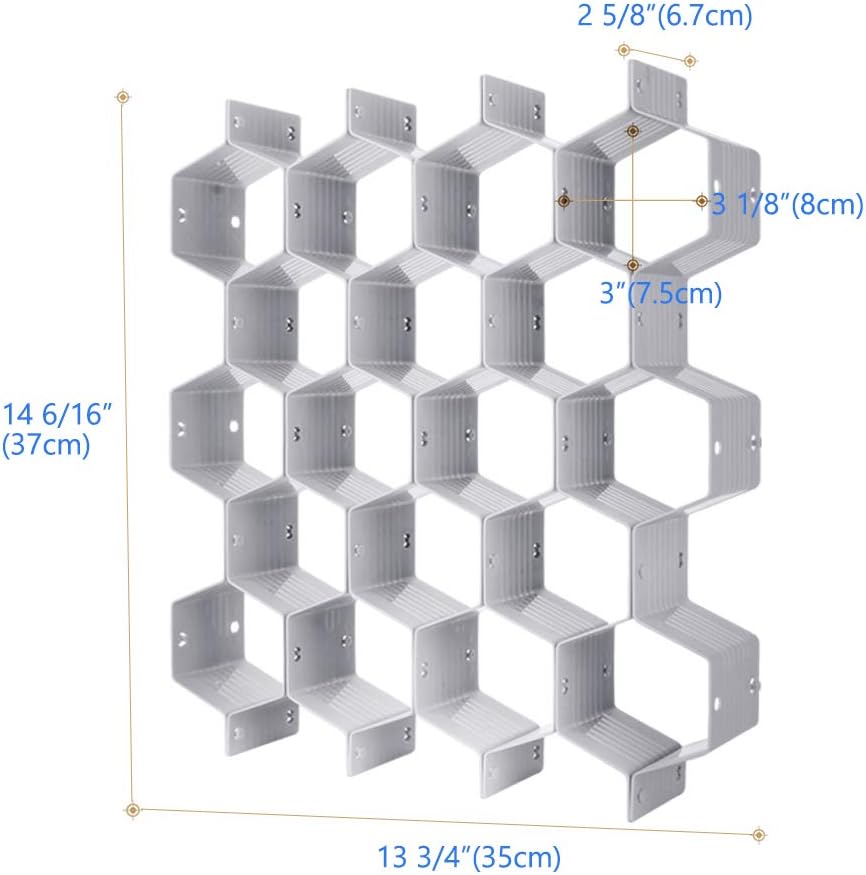 Poeland Drawer Divider Organizer DIY Plastic Grid Honeycomb Drawer Divider Gray 2 Pack