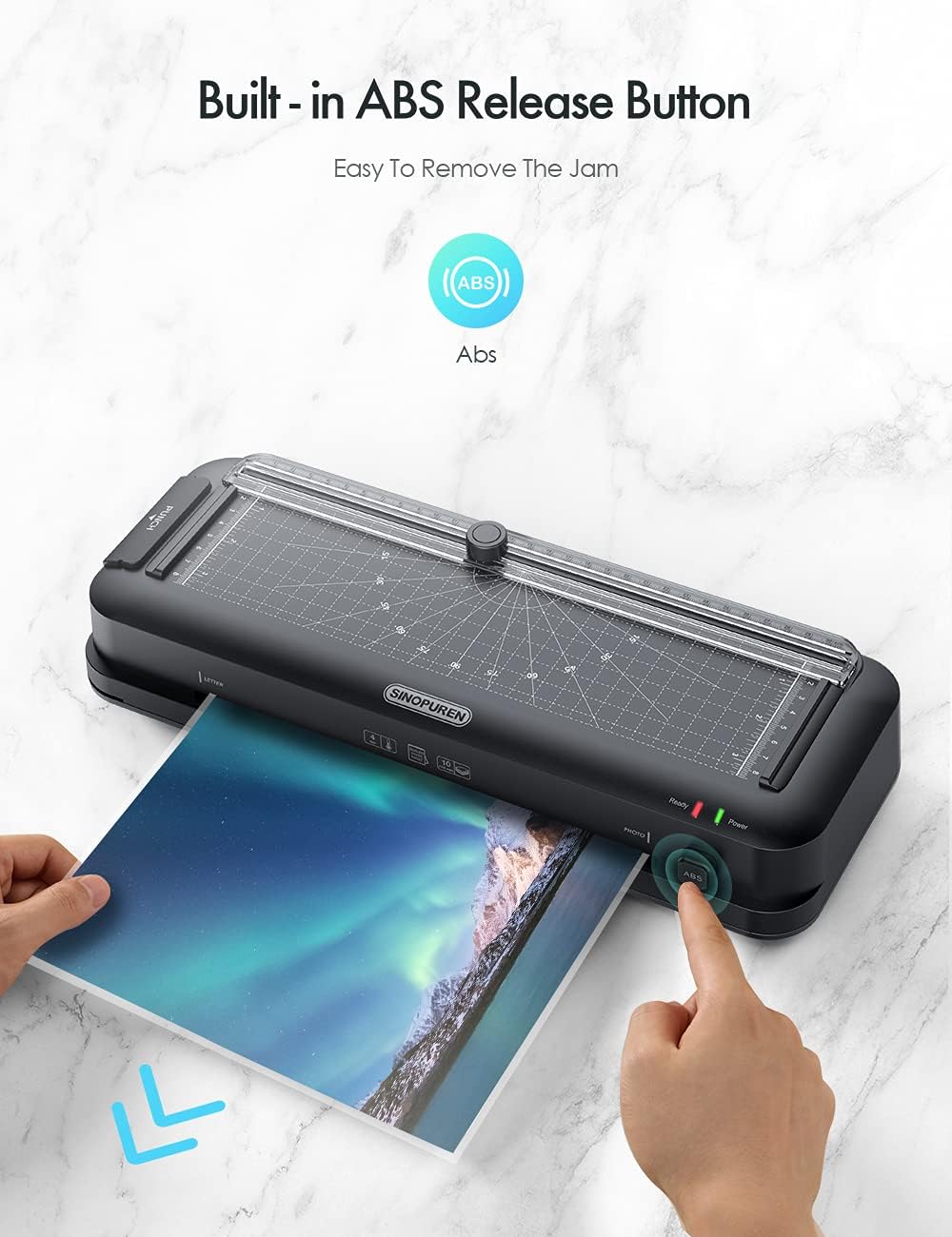 Thermal Laminator Machine, 9-Inch, 3-in-1 Laminator with Built-in Paper Trimmer, Hole Punch & Corner Rounder, 50 Laminating Pouches, Fast 3-Min Warm-Up, Jam-Free for Home, Office, School