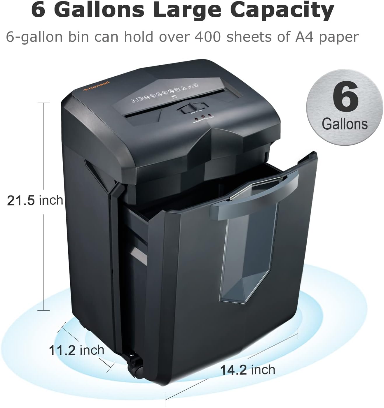 Bonsaii 16-Sheet Microcut Paper Shredder, 60-Minute Home Office Heavy Duty Shredder for CD/Credit Card, P-4 Level with 6-Gal Pullout Bin (C149-D)