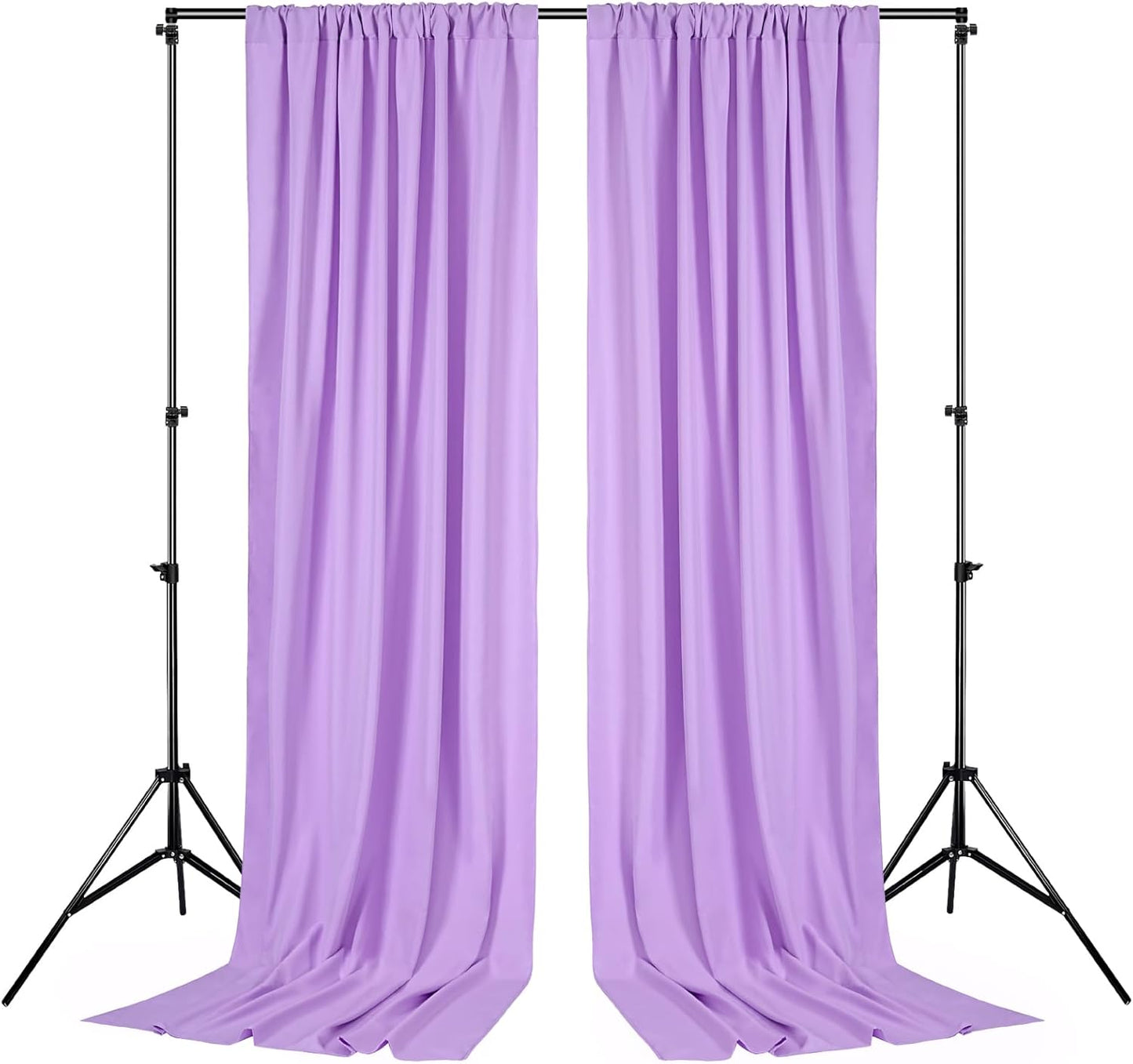 Lavender Backdrop Curtains Photo Drapes: 4 Panels 5ft x 10ft Polyester Background Fabric - Wedding Mermaid Party Photography Decorations