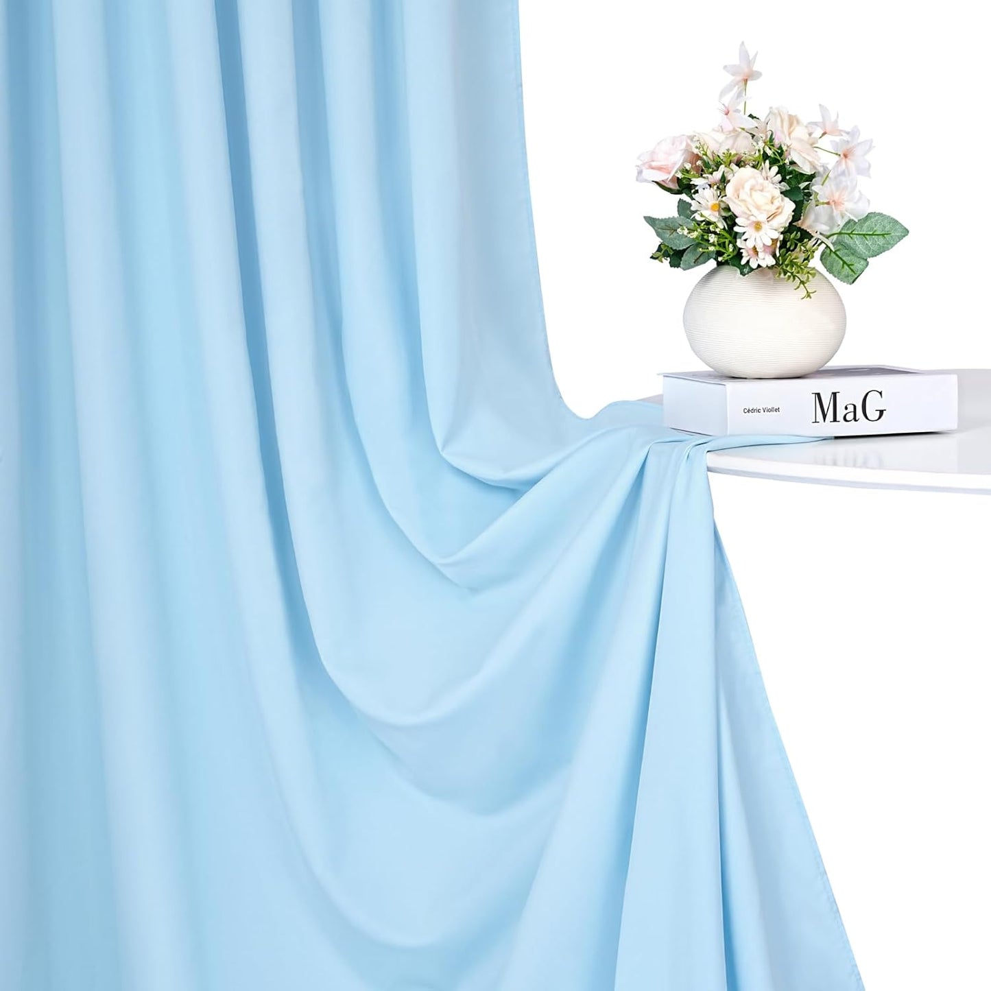 Baby Shower Backdrop Curtains 10x10ft: Baby Blue Backdrop Drapes - Polyester Photo Background Wedding Party Decorations