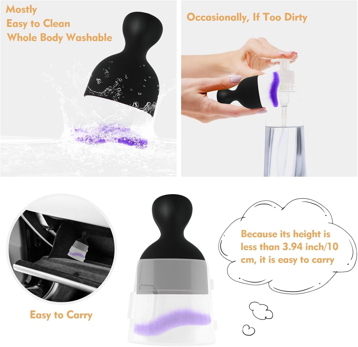 Car Interior Cleaning Brush Car Duster Interior with Ultra Soft Bristles Auto Detailing Brushes Dusting Car Accessories for Dashboard, AC Vents, Leather, Scratch-Free (2Pack_Purple)