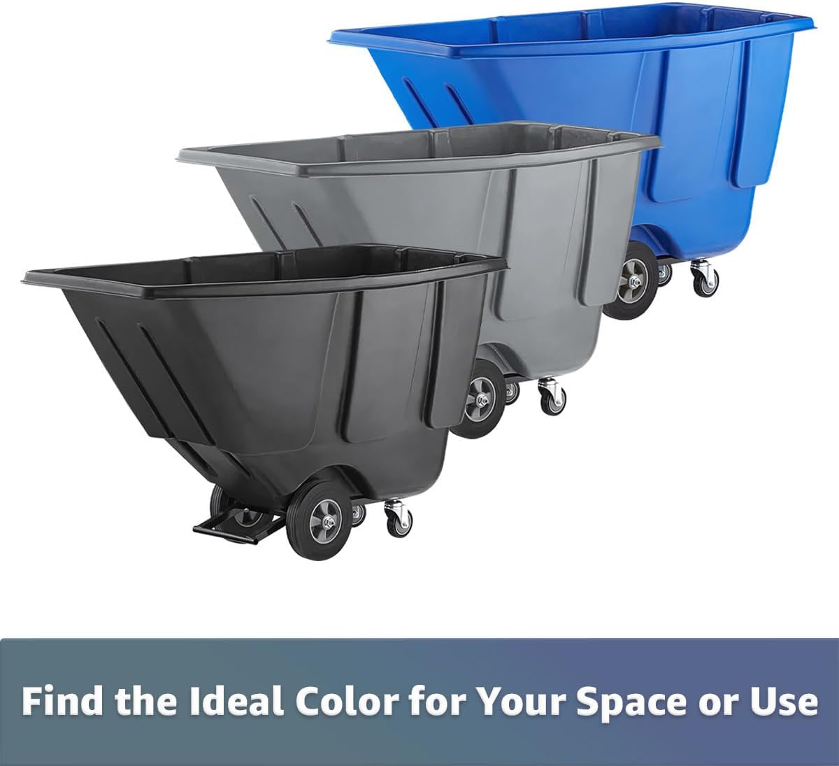 Commercial Rolling Waste Bin 0.5 Cubic Yard 450 lb., Blue Tilt Truck, Construction Trash Recycling Trolley, Industrial Dump Cart Transportation, Garbage Wagon