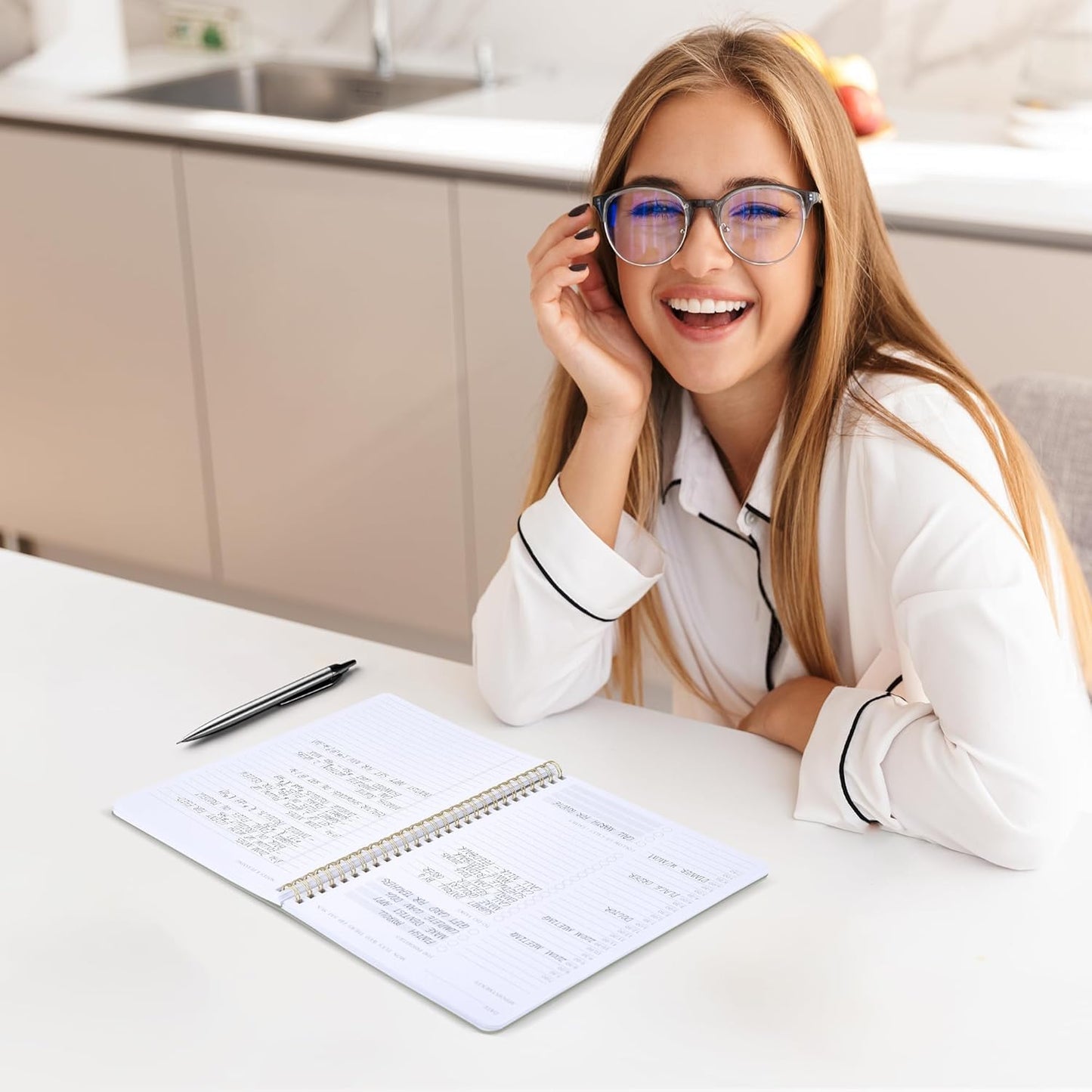 Undated Daily Planner Notebook With Hourly Schedule - Hardcover Appointment Day to do List Notebook for Women & Men - A5 Spiral Beige