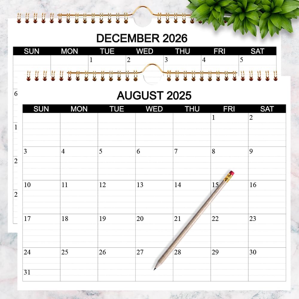Calendar 2025-2026 - Wall Calendar 2025-26 Runs from August 2025 to December 2026, 17 Months Calendar with Thick Paper for Planning at Home or Office, 8.5 x 11 Inch, Black