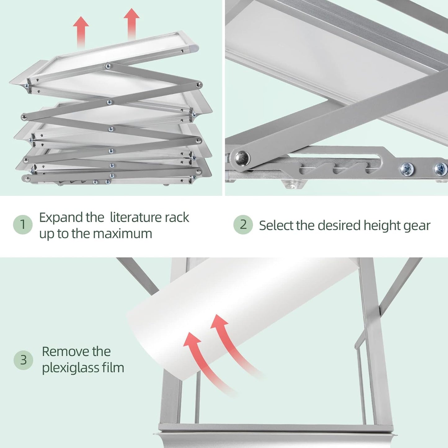 6 Pockets Collapsible Literature Rack for Trade Shows, Metal Floor Standing Literature Stand Catalog Rack Brochure Rack Flyer Holder Pamphlet Holder with Carry Case