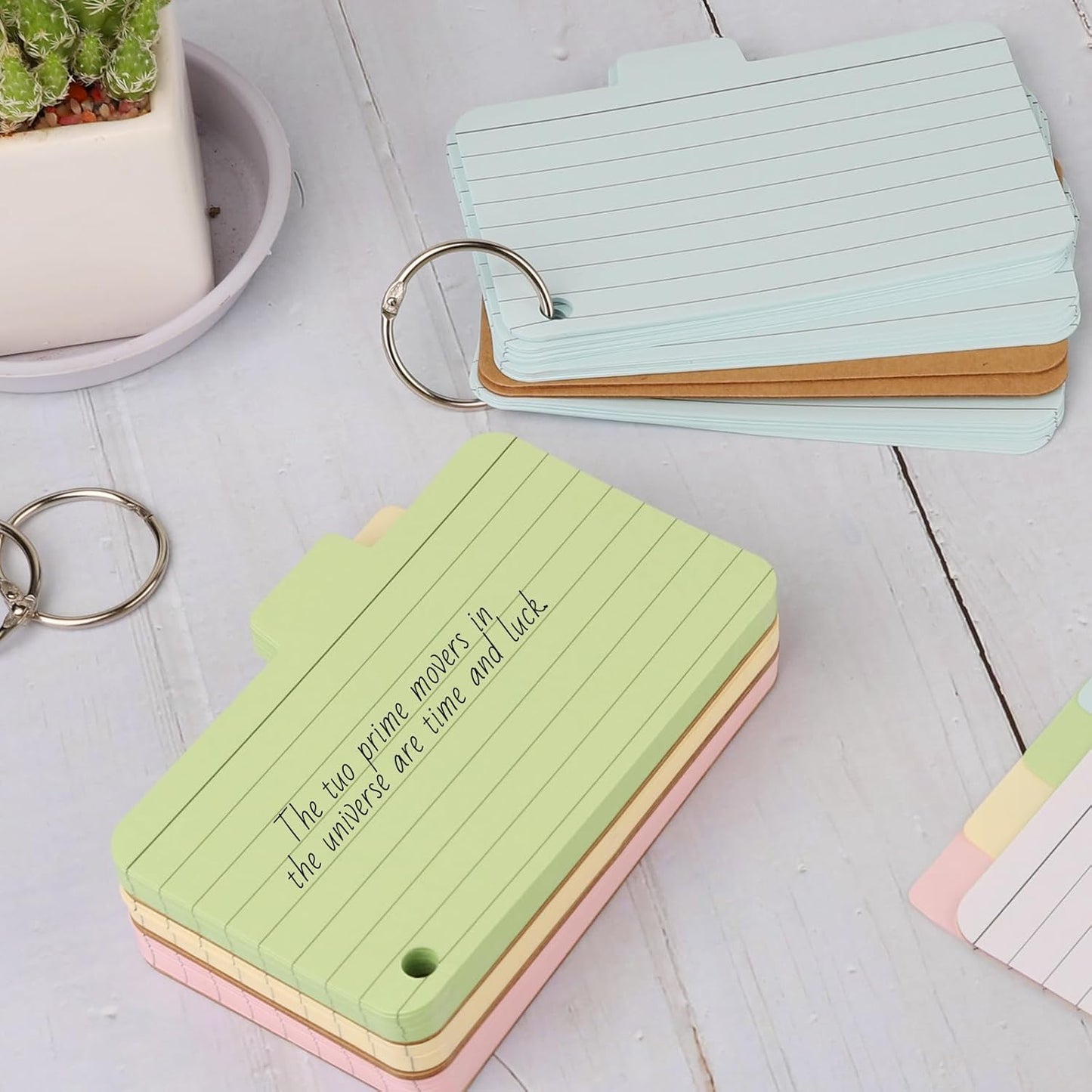 12 Pack 720 Pcs 3x5 Inches Tabbed Index Cards, Colorful Flash Cards with 12 Binder Rings, Ruled Index Cards Lined Note Cards for Study, School,Office Home