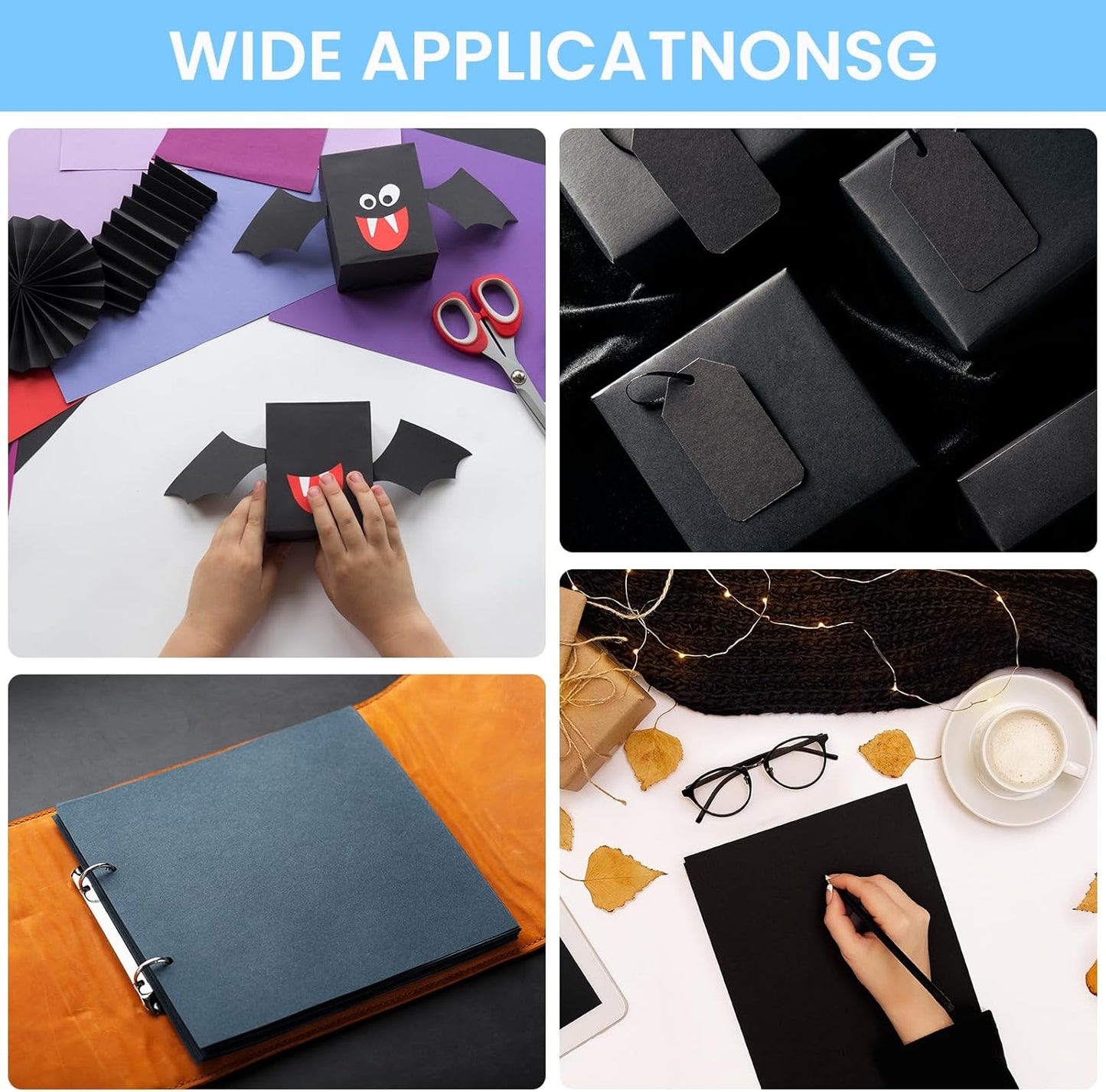 50 Sheets Black Cardstock Thick Paper 4 x 6, 250gsm/92lb Blank Heavy Cards Stock for Invitations, Printing, Postcards, Thankyou Cards, Index Cards, DIY Cards (Black, 4 x 6 inch)