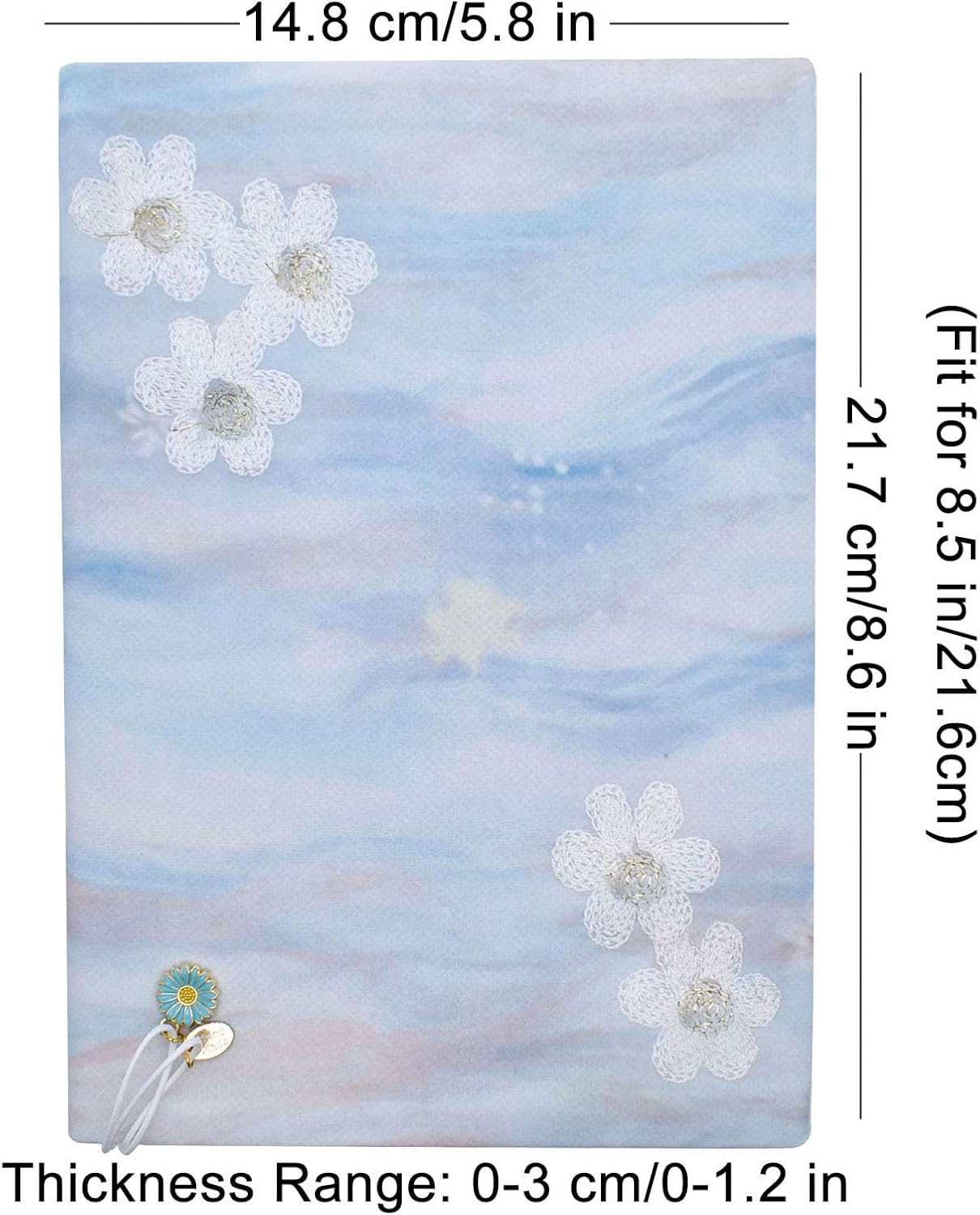 BLBMH Bookmark Book Covers for Paperbacks 5.5x8.5 Book Cover for Privacy Hardcover Adjustable Book Sleeve for Soft Cover Books Fabric Softcover Protector for Women - Flower B 8.5in