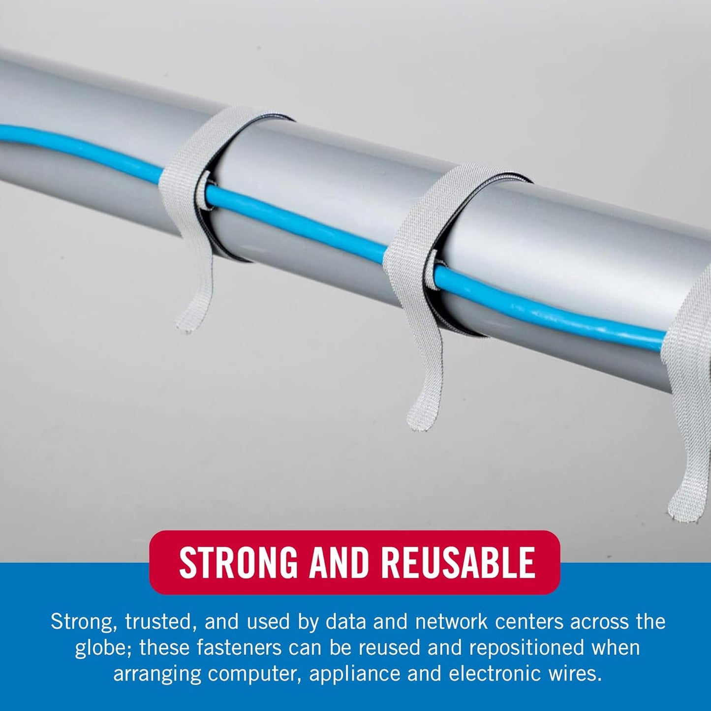 VELCRO Brand Cable Ties, 100Pk - 8 x 1/2" Red and Black, Reusable Alternative to Zip Ties, ONE-WRAP Thin Pre-Cut Cord Organization Straps, Wire Management for Office or Home, VEL-30200-AMS, Black/Red