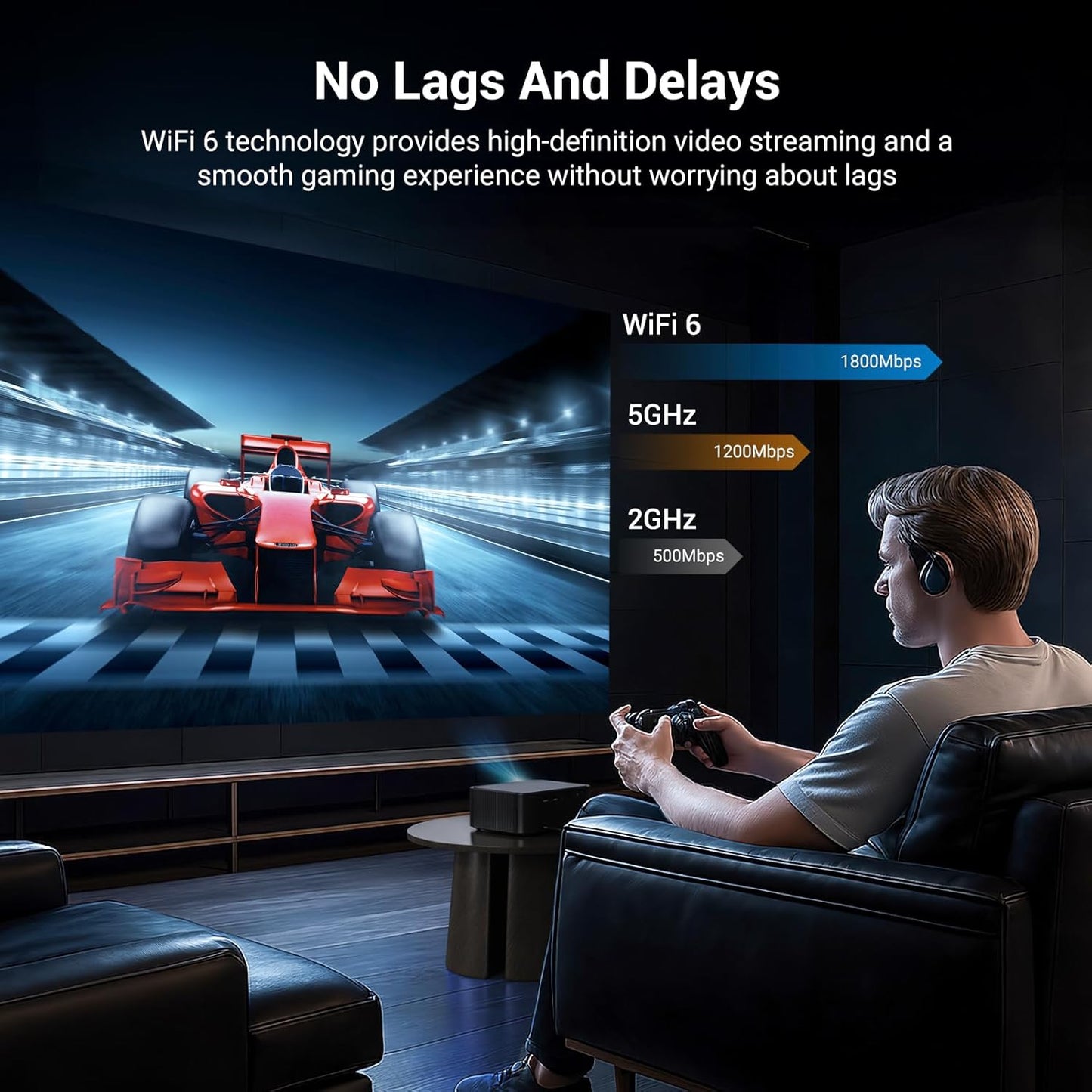 Official Licensed Netflix 1500 ANSI Smart Projector, HAPPRUN 4K Projector with Wifi and Bluetooth, DoIby Audio,Native1080P,Built-in Apps, ,Electric Focus,Movie Projector for Home Cinema,Outdoor,Indoor