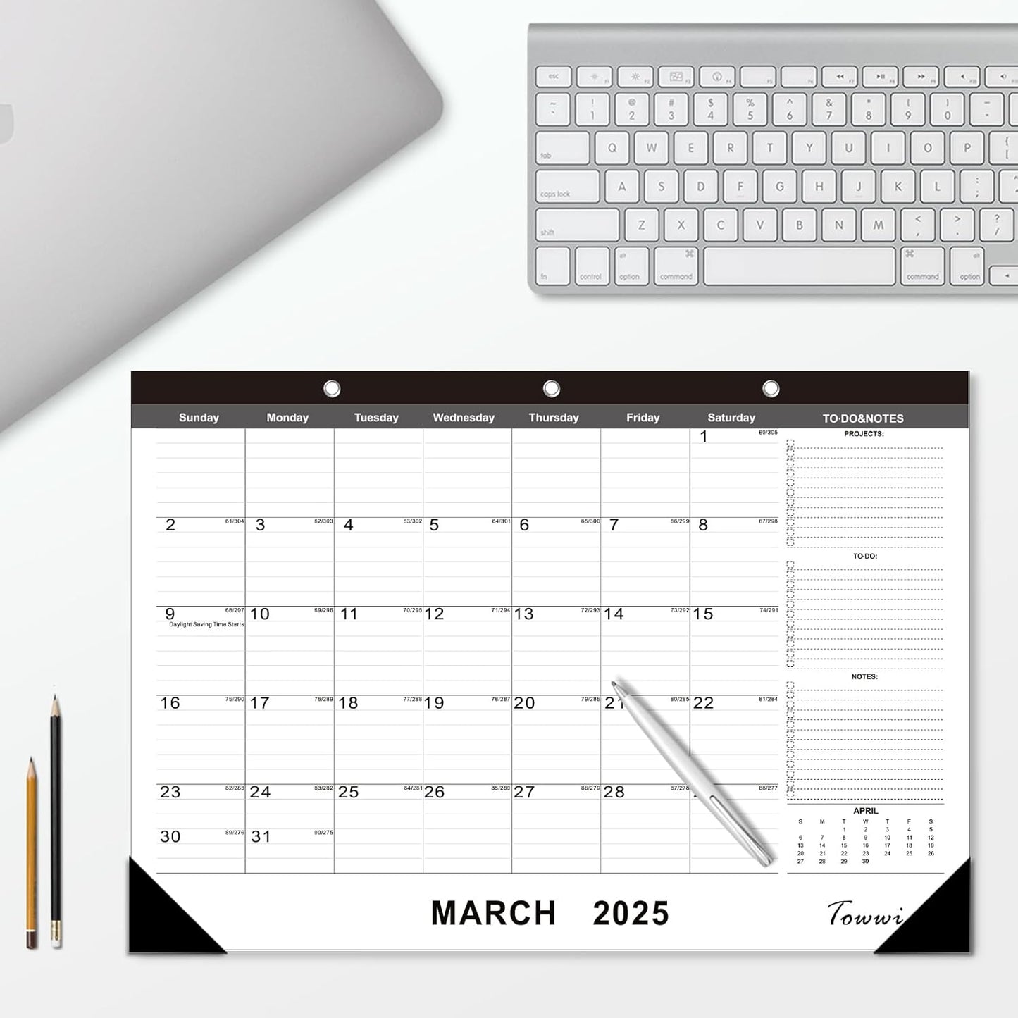TOWWI 2025-2026 Desk Calendar, 17"x12" Desktop Monthly Calenda for Home, Office, Family with To-do List, Ruled Blocks, Corner Protectors