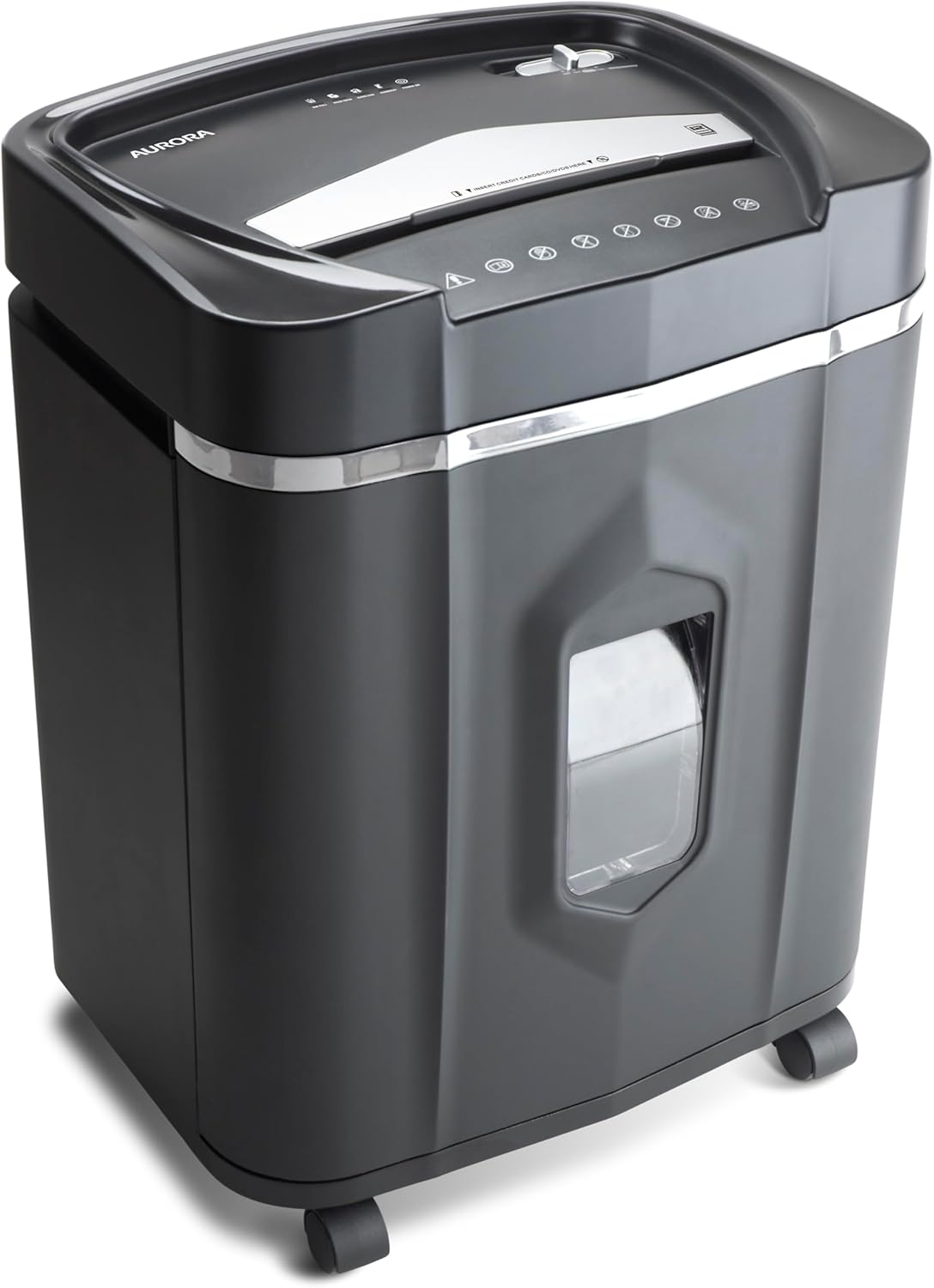 Aurora High-Security 12-Sheet Micro-Cut Paper/CD and Credit Card Shredder with 5 Gallon Pullout Basket / 60 Mins Running Time/Security Level P-4