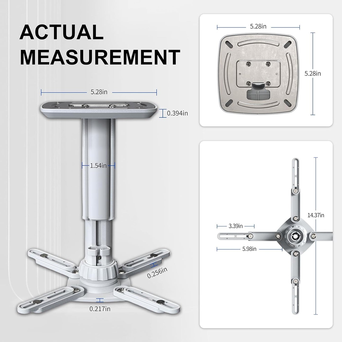 Jomard Universal Projector Ceiling Mount, Adjustable Height Extendable Arms, Wall Or Ceiling Projector Mount for Home and Office