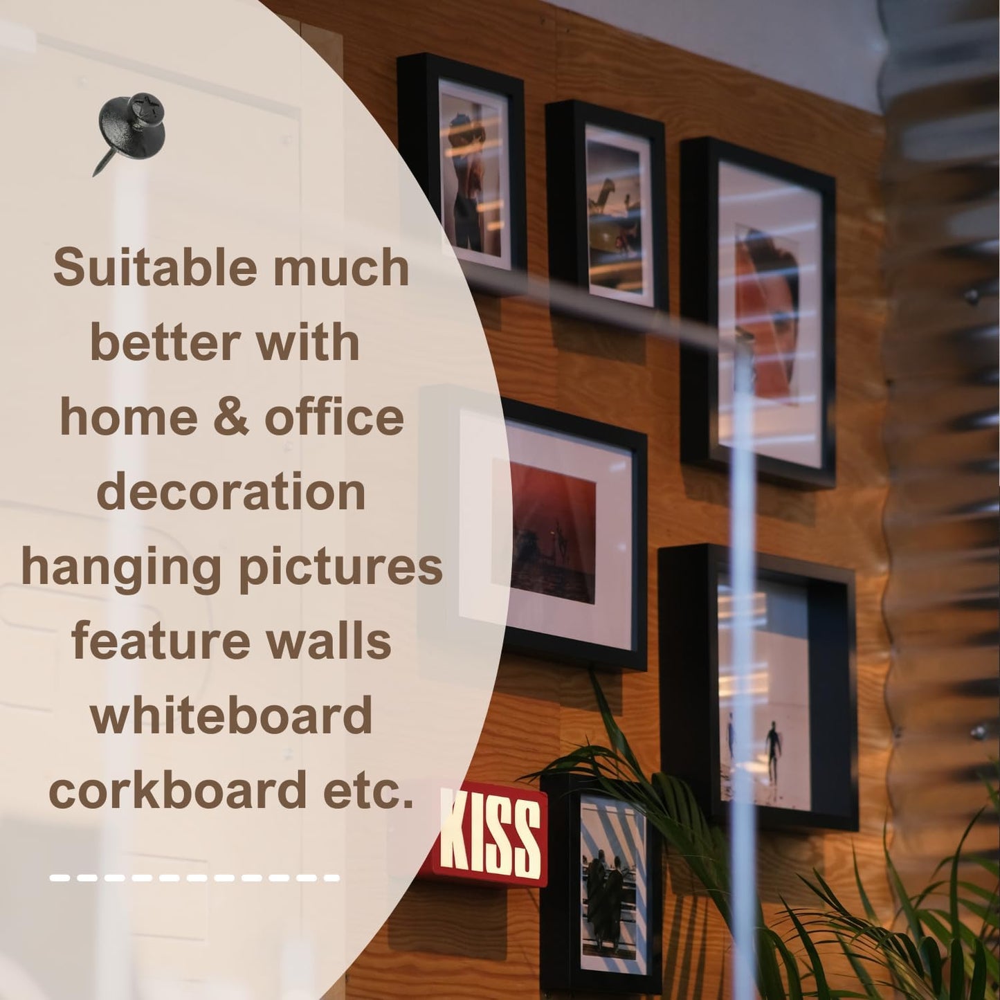 50pcs Gold Thumb Tacks for Picture Hangers - Heavy Duty Push Pins, Double Headed Thumbtacks for Hanging, Metal Wall Tacks, Pins, Nails, Hooks (Gold)