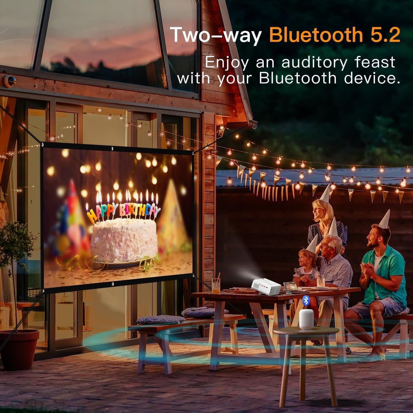 Electric Keystone Projector, VOPLLS Projector with WiFi and Bluetooth, Native 1080P Outdoor Home Theater Movie Projector, 50%Zoom, Compatible with HDMl, USB, AV, Smartphone/Tablet/Laptop (20000L)