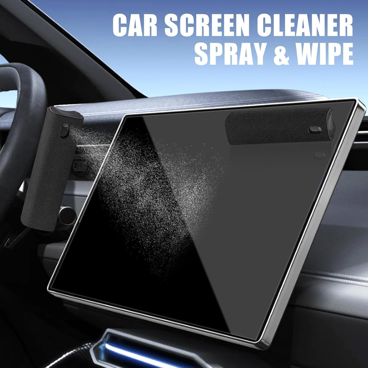 walrfid 2 Pack Car Screen Cleaner, Computer Screen Cleaner Spray and Wipe, Laptop Cleaning Mist Kit for Electronic iPad, iPhone, Phone, MacBook, TV, Monitor, Tablet Display, with Graffiti Case, Black