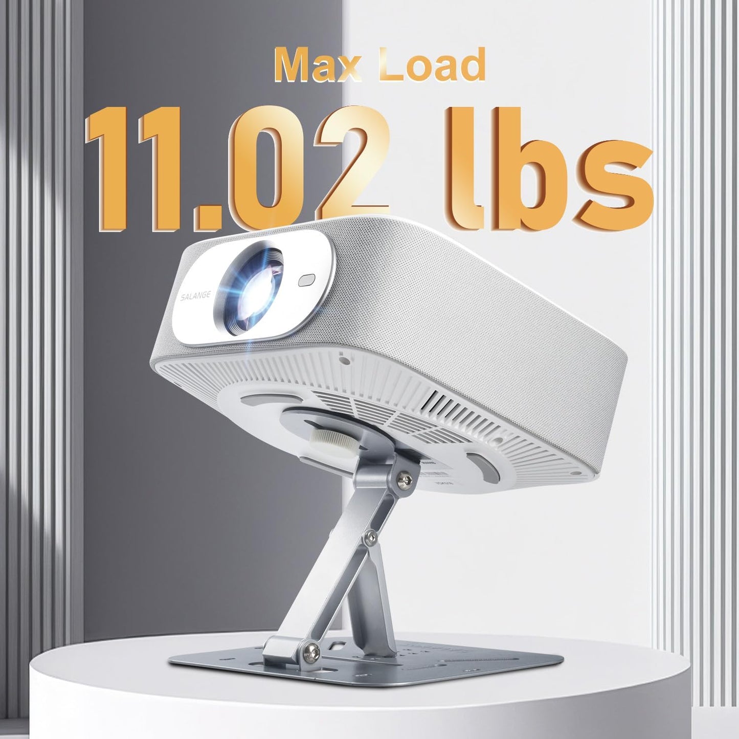 3-in-1 Projector Stand Table, Desk, Wall and Ceiling Mount with 1/4-Inch Screw, Foldable, Easy Setup, Compact Portable, Height Adjustable and Compatible with Most Projectors for Home,Outdoor (Silver)