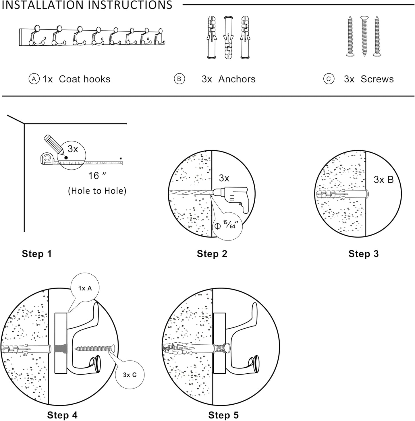 SKOLOO 43-Inch Natural Wood Coat Rack Wall Mount with 8 Triple Hooks - Ideal for Family Entrances, Classrooms, and Pet Supplies Storage - Perfect Coat Hooks for Wall