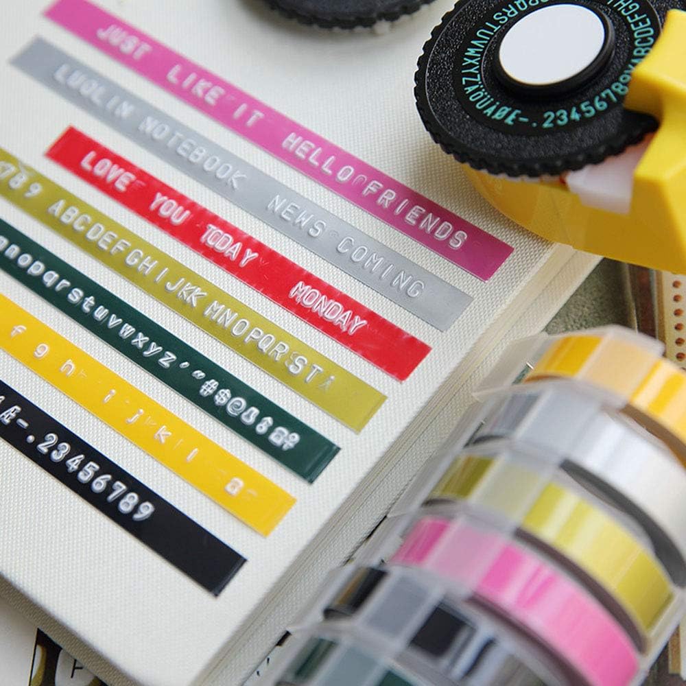 Replacement 3D Embossing Labels Tape Compatible with Dymo Embossing Label Maker DIY Manual Label Printer,1/4''x 9.8',10 Colours Plastic Organizer Embossing Label Makers 1610 Tape 10 Rolls