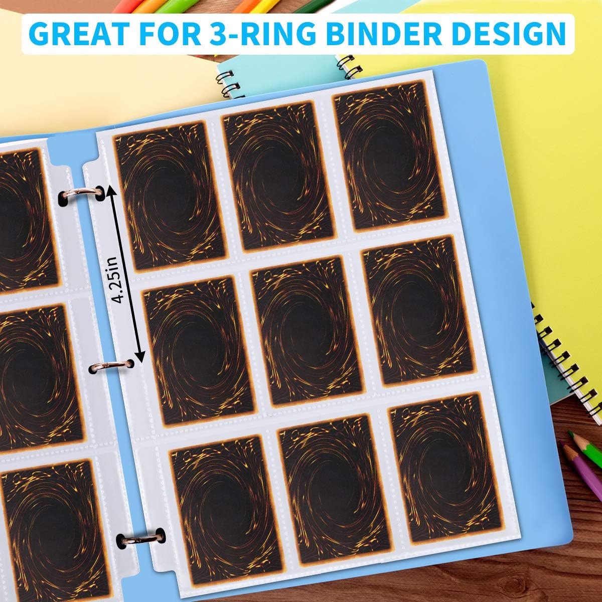 Trading Card Sleeves, JIQEZNL 1440 Pockets Premium Double Side Baseball Card Sleeves Pages for 3 Ring Binder, 9 Pocket Card Sheets Protectors for Standard Pokemon Cards, Sports, Yugioh, Business Cards