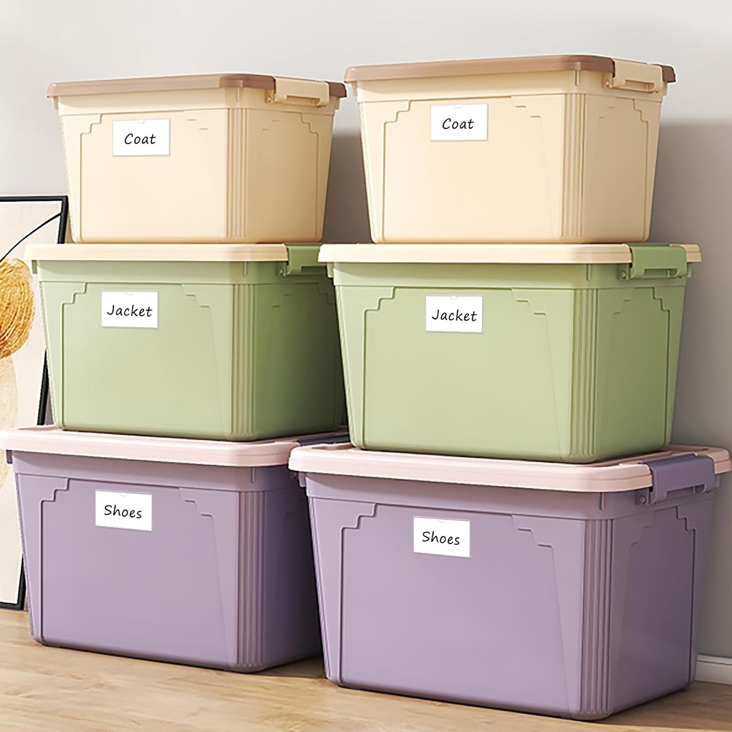 52 Pack Clear Adhesive 3" x 5" Index Card Pockets with Top Open, Plastic Card Sleeves Index Card Holder for Organizing Storage Bins, Library Cards, Notes, Drawer