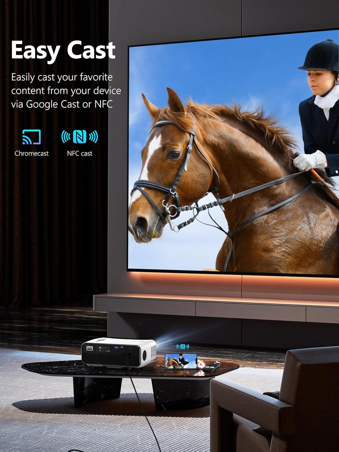 Smart Projector 4K Home Theater, 2025 Android TV Proyector with Netflix Licensed WiFi 6 Bluetooth 5.4 Dolby, Wireless LED Movie Gaming 4K Projectors Auto Focus HDR10+ HDMI ARC 1700ANSI Voice Control