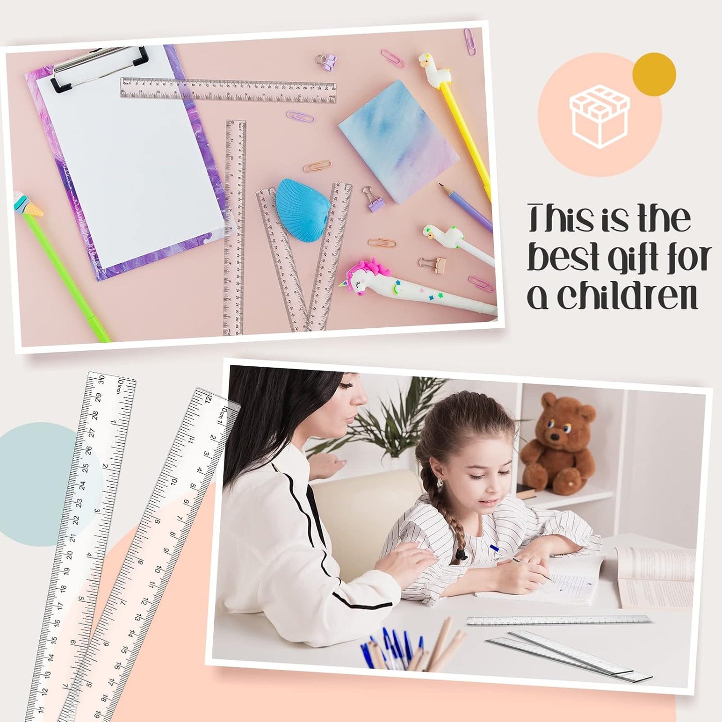 Fuutreo 100 Pack 12 Inch Rulers Bulk Plastic Clear Rulers for Classroom with Centimeters and Inches Drafting Measuring Tools for Back to School Student Classroom Office