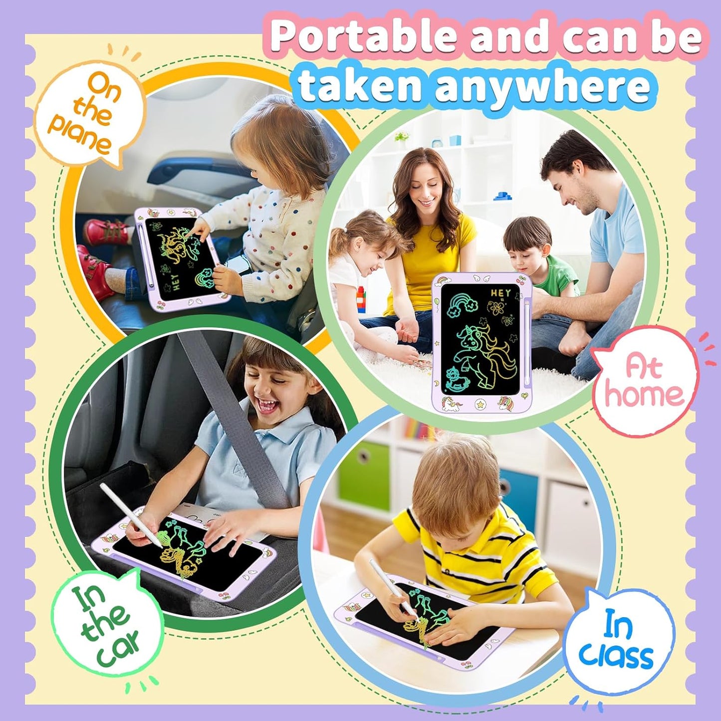 LCD Writing Tablet for Kids, Colorful Screen Drawing Board for 3-7 Year Old Boys & Girls - Educational Toys for Birthday & Christmas (Unicorn)
