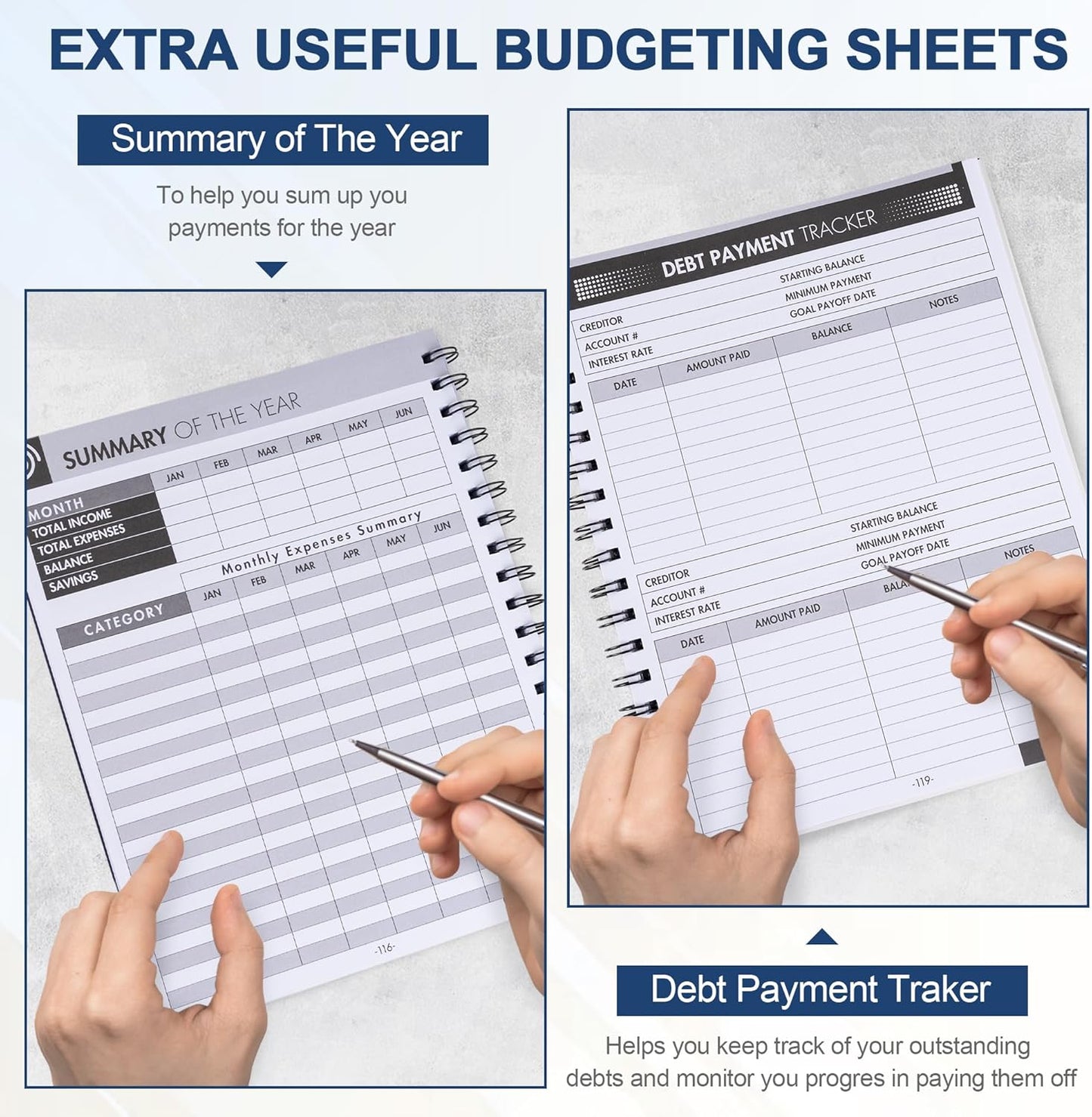 Monthly Bill Payment Checklist: Bill Tracker Notebook With Spiral Binding 8"x10" The 4-Year Guide for Families & Money Managers, 960 Billing Records Included (Blue)