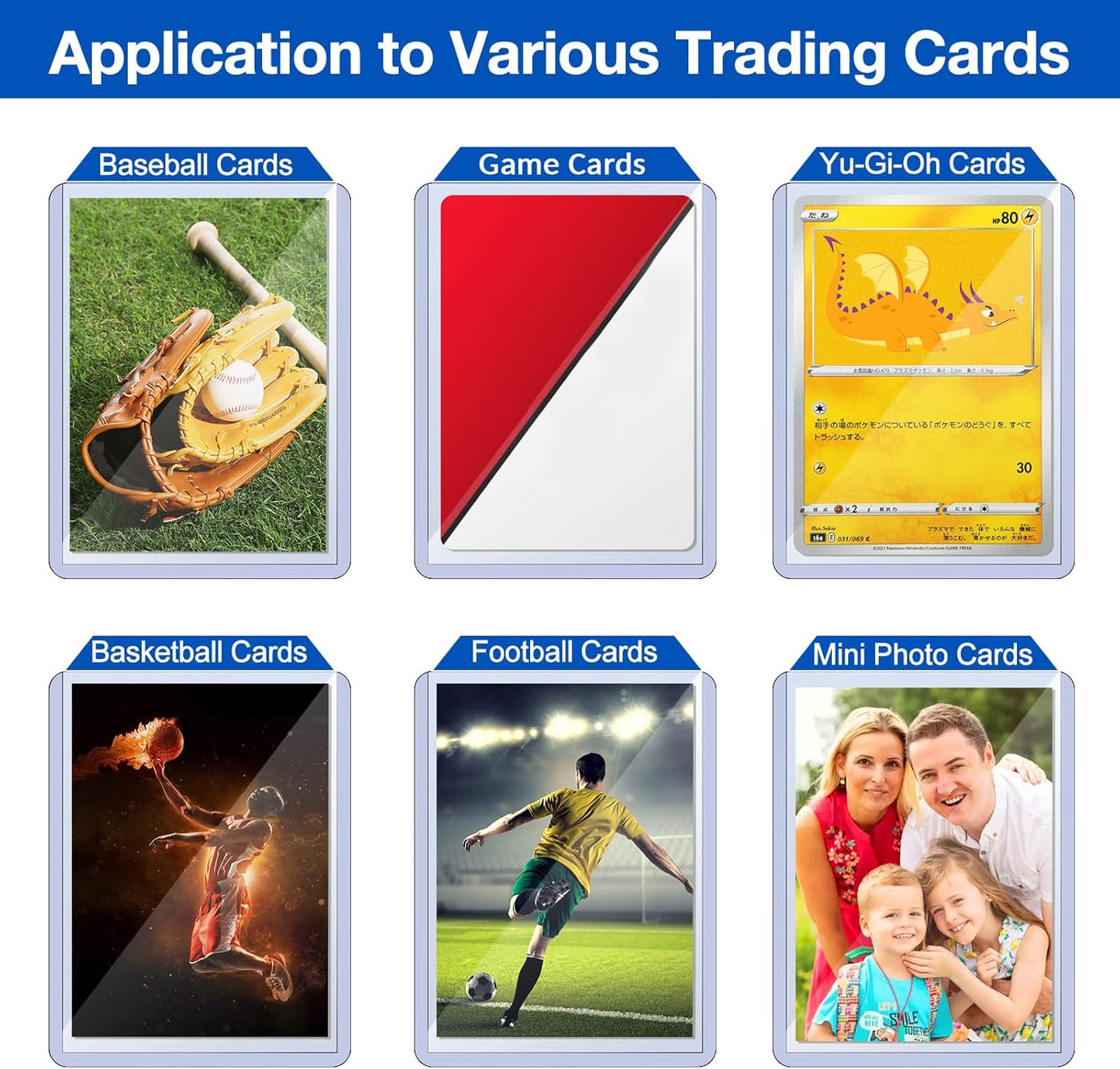 100 Toploaders for Cards and 100 Soft Card Sleeves, Sooez 35 PT Top Loaders Card Protectors, 3" x 4" Hard Plastic Penny Sleeves for Baseball, Football, and Game Collectible Trading Cards