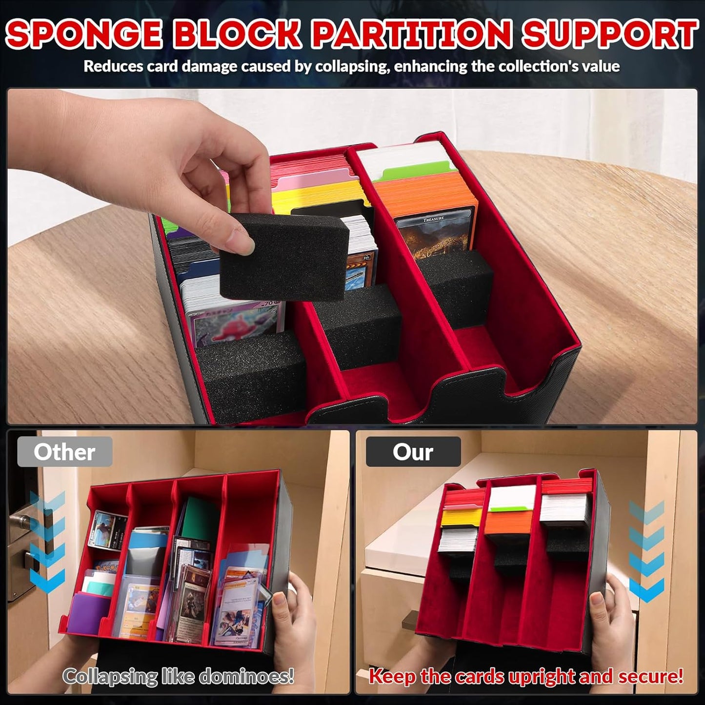 Card Storage Box for Trading Cards, 2100+ Card Deck Case with PU Leather and Magnetic Closure, TCG Storage Box, Suitable for MTG, YuGiOh, and Sports Cards, Includes 8 Card Dividers