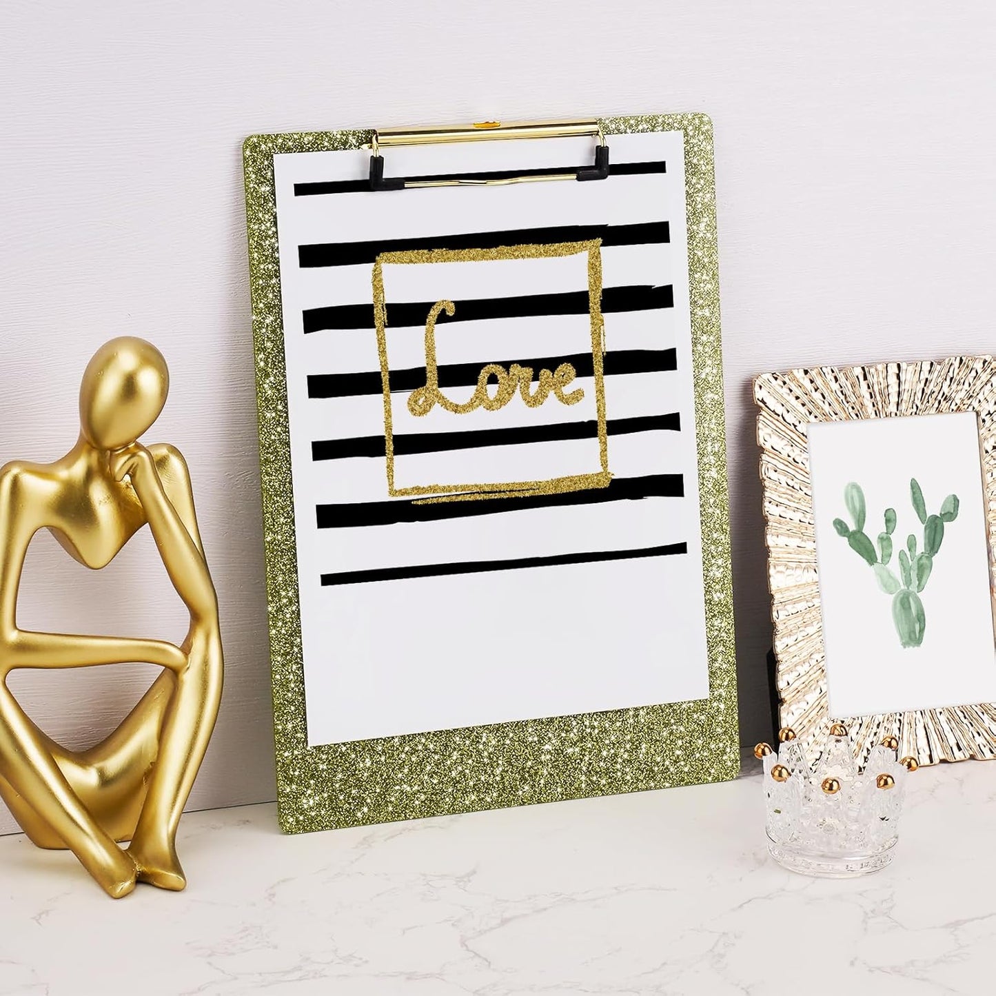 Hongri Plastic Acrylic Glitter Clipboard, 8.5x11" Stardard Letter A4 Size Clipboards for Classroom, Taecher, Women.Cute Confetti Clip Board, Office Supplies, School Supplies.