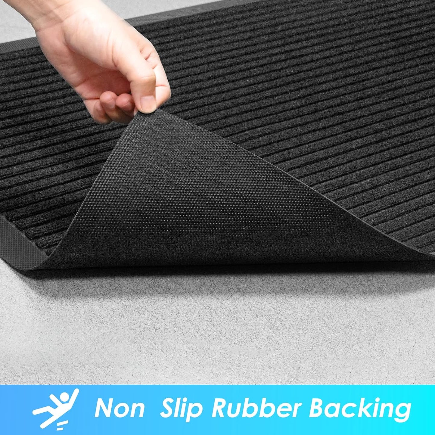 Vicwe Front Door Mat Indoor Outdoor Entrance, 71"x48" Heavy Duty Non-Slip Rubber Doormats, Low Profile,Easy Clean Entryway Floor Mats for Outside, Porch, Patios,Black