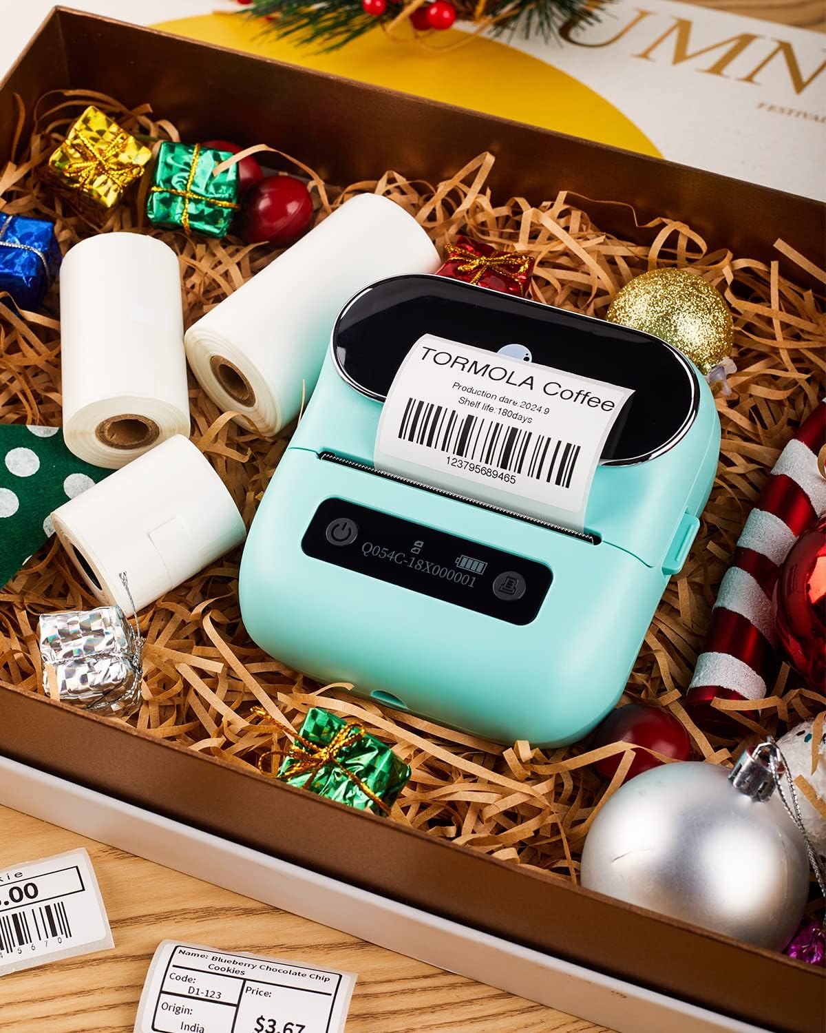 Phomemo M220 Label Maker, 3 Inch Bluetooth Thermal Label Printer for Barcode, Address, Labeling, Mailing, File Folder Label, Label Maker Machine with 3 Rolls of Labels