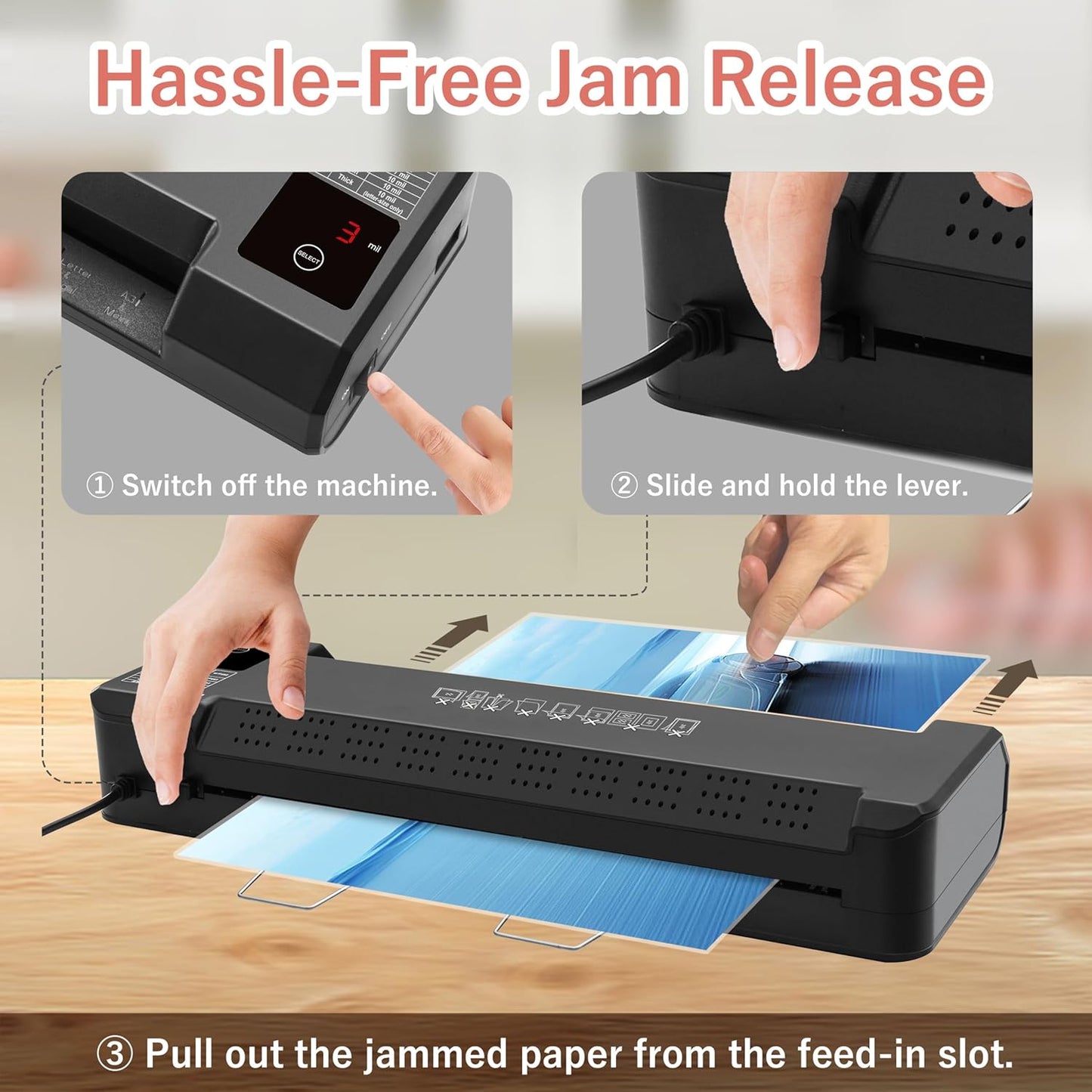 SINCHI 13-Inch Thermal Laminator & Foil Applicator – 4-Roller, 3 to 10 Mil, 40s Warm-Up, 43s/Page, LED Touch Panel, Jam Release, Auto Shut-Off, 10 Sheets Included, For Office, School, Home Use