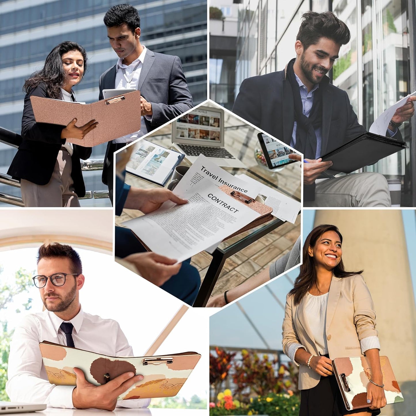 Leather Clipboard with Storage, Zippered Padfolio Portfolio Organizer, 3 Ring Binder 1 Inch, Notepad, Tablet Sleeve, 5 Dividers with Pocket, Stickets for Office Nurses Students, Teachers Night Flowers