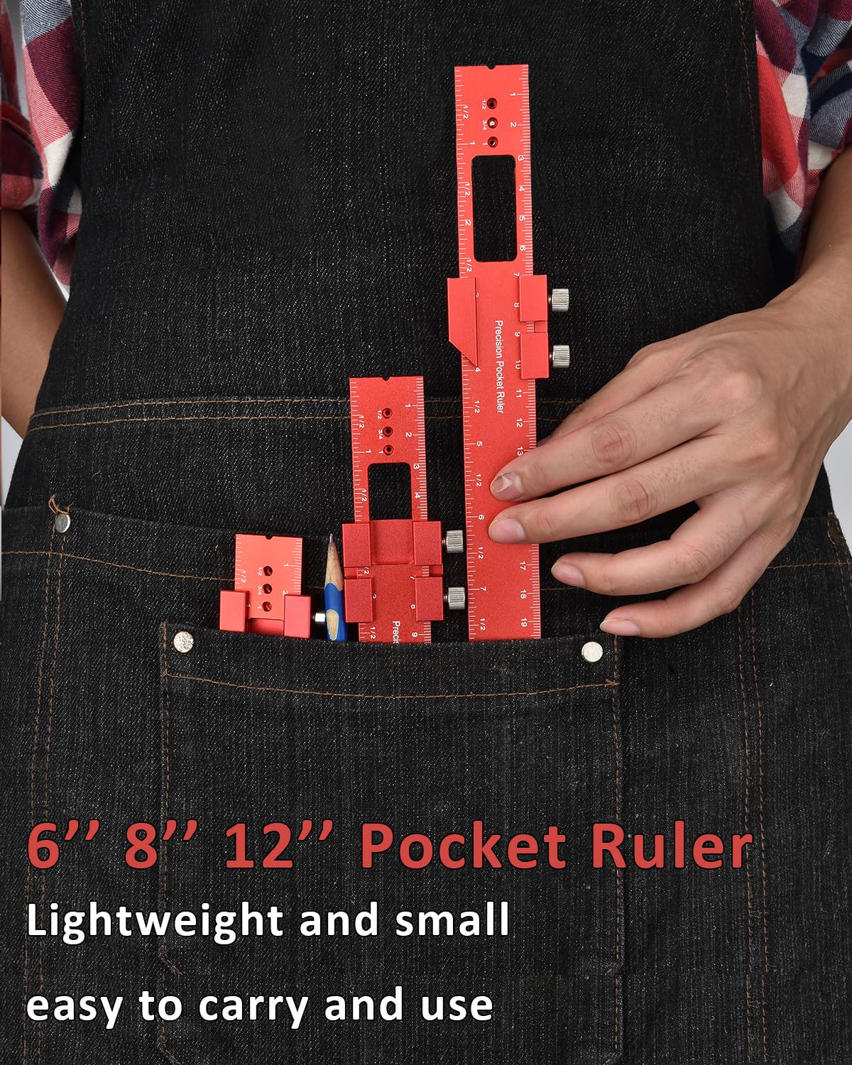 Woodworking Ruler Precision Pocket Rule - BOXmime 12,8,6 Inch Metal Slide Stop Marking Ruler Metric Inch Measuring Wood Working Scribing Rulers - Engineers Woodwork Adjustable Sliding Ruler