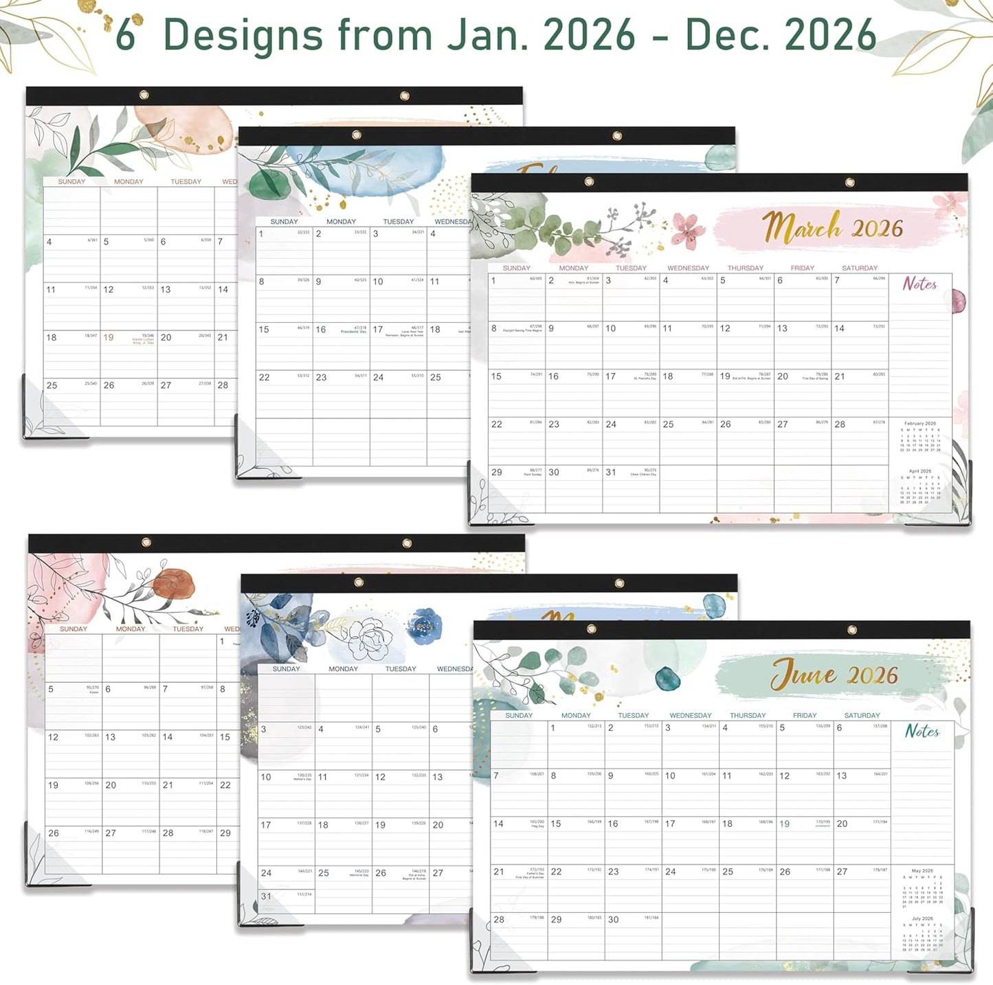 2026 Desk Calendar - Desk Calendar 2026, Jan 2026 - Dec 2026, 12 Monthly Desk/Wall Calendar Large 17" x 12", Large Ruled Blocks, Notes, Thick Paper
