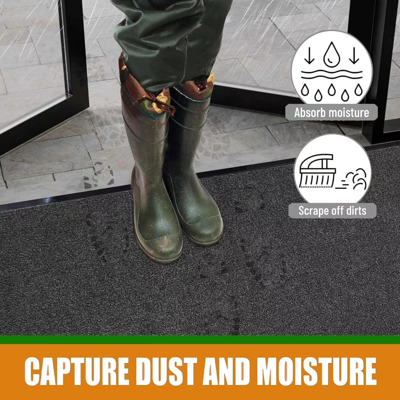 SRDDQLC Door Floor Mat Commercial Grade Large Size Heavy Duty Tough Entry Collection Slip Skid Entrance Mat with Rubber Backing Low Profile and Easy to Clean Indoor Outdoor Rug(Black, 4x8FT)