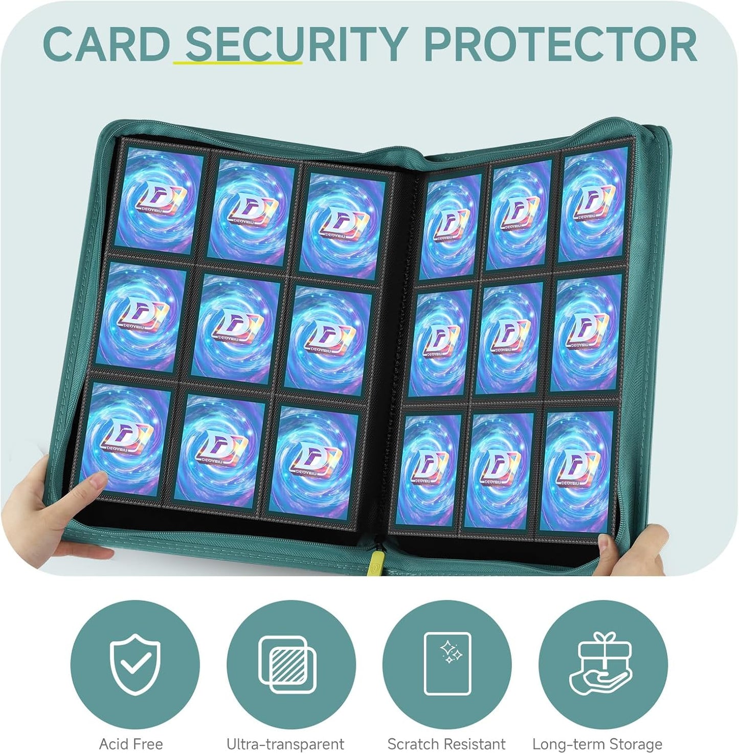 9 Pocket Card Binder,360 Pockets Trading Card Binder,Double Sided Pocket Collection Binder,Card Folder for MTG,TCG,Game Cards,Sport Cards,Green