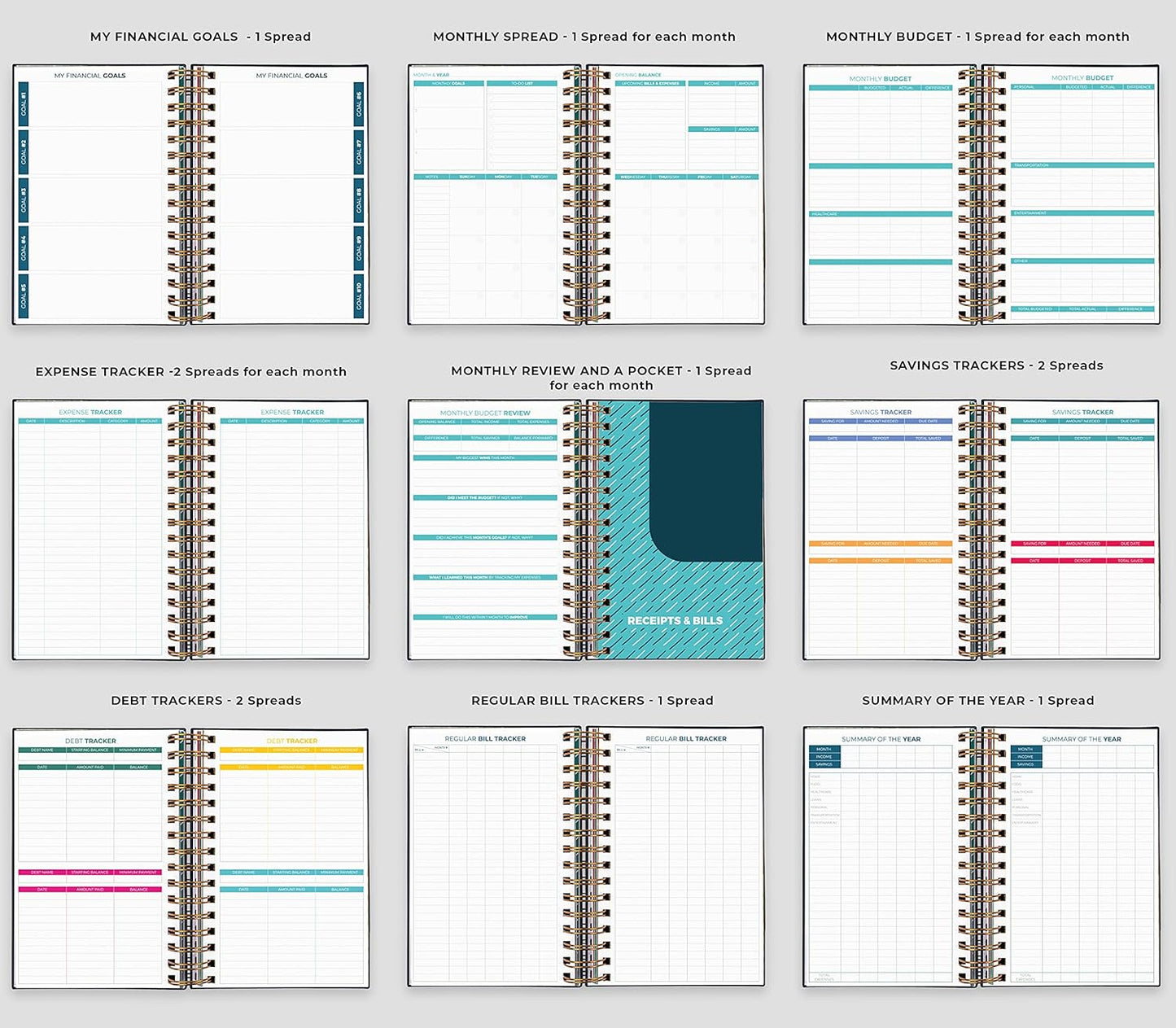 Clever Fox Budget Planner & Monthly Bill Organizer With Pockets. Expense Tracker, Budgeting Journal & Financial Book. Medium, 5.1x8.2" (Dark Blue)