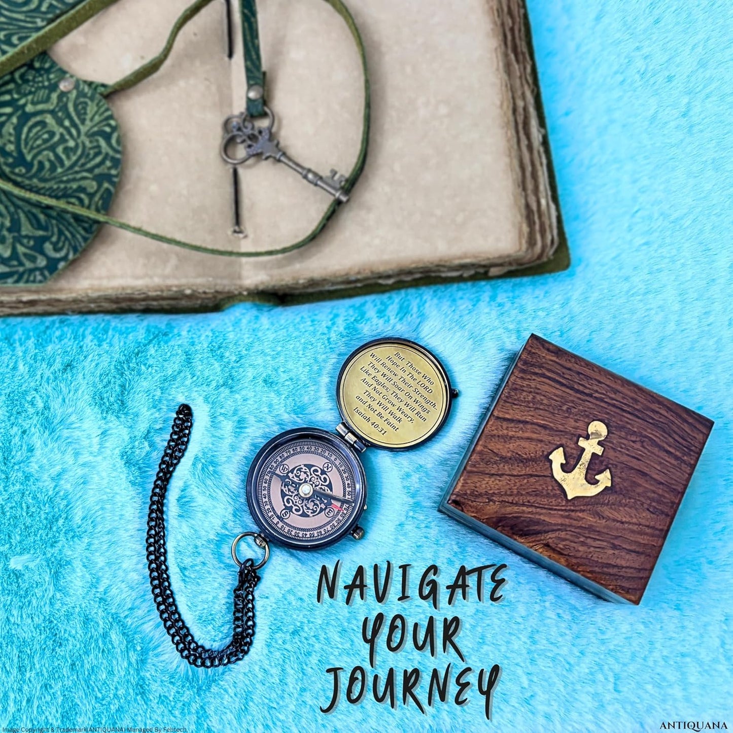 Brass Directional Engraved Compass, Baptism Gifts for Boys Girls, First Communion, Christian Gifts for Men, First Confirmation Gifts for Boys, Inspirational