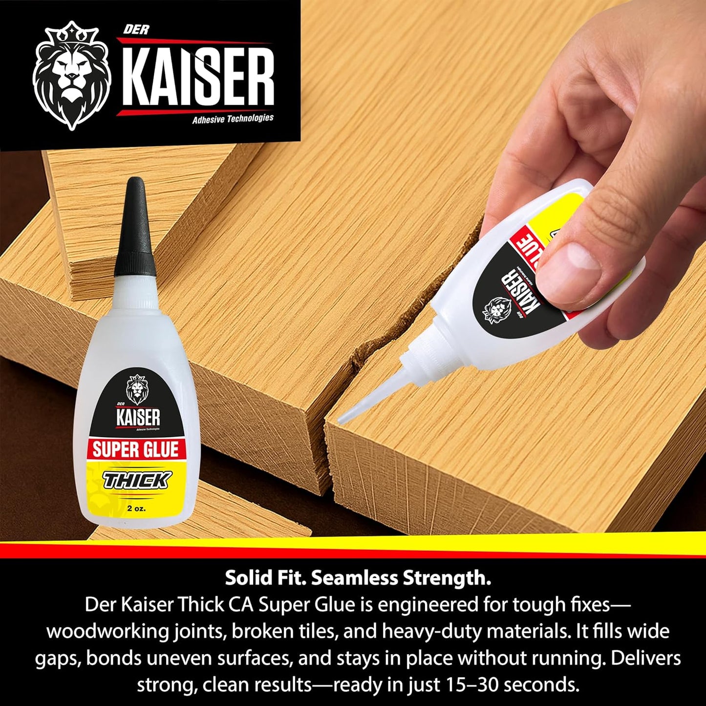 Thick Cyanoacrylate (CA) Super Glue – 4 Pack (4 x 2 oz Bottles) – Gap-Filling Adhesive for Wood, Marble, Stone, and Heavy-Duty Applications