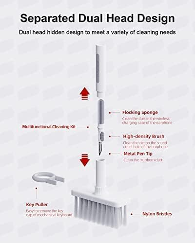 Hagibis Cleaning Soft Brush Keyboard Cleaner 5-in-1 Multi-Function Computer Cleaning Tools Kit Corner Gap Duster Keycap Puller for Bluetooth Earphones LEGO Laptop Airpods Pro Camera Lens (Grey)