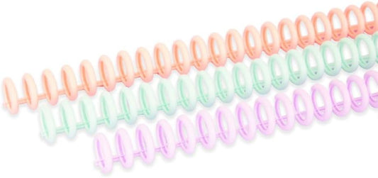 Craftelier - Click Binding Spines 3:1 Pitch - Pastel Tones - Easy Zip Binding - Reusable, Trimmable Coils for Up to 85 Sheets -12 mm. (0.47") Diameter - 6-Pack for A4 to A7 and US Letter Sizes