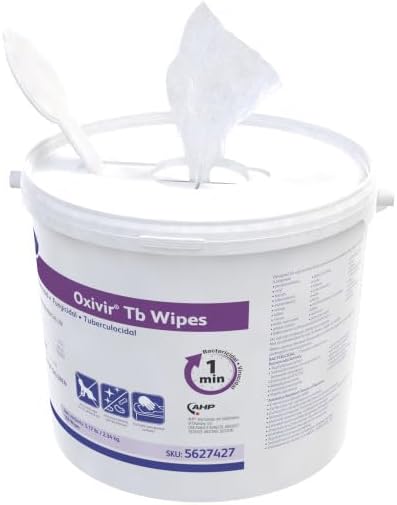 Oxivir Diversey Tb 5627427 Ready-to-Use Disinfectant Cleaning Wipes, Accelerated Hydrogen Peroxide, 11x12-Inch Extra Large Sheets, 160-Wipes, 1-Bucket