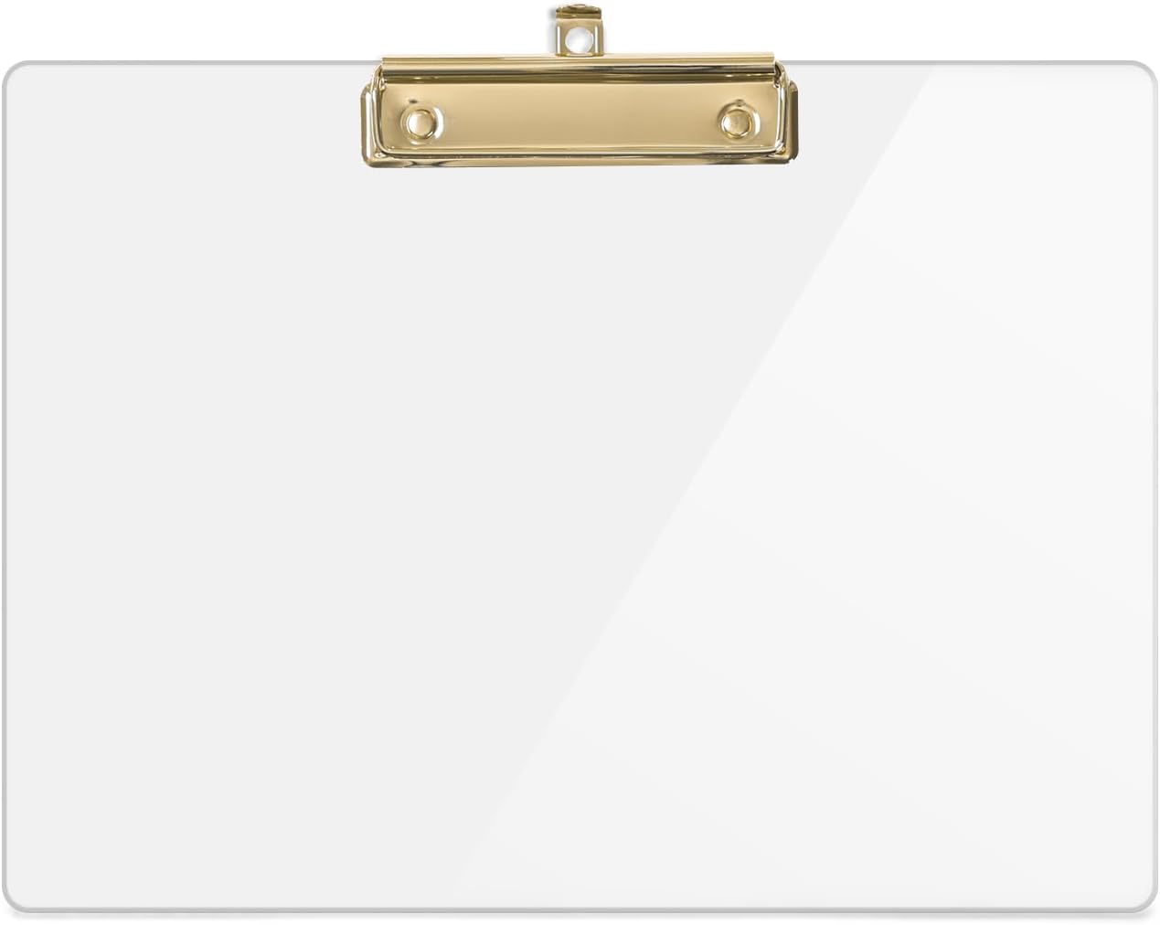 UNIQOOO Clear Acrylic Landscape Clipboard, Horizontal Clipboard with Shiny Gold Finish Clip for Student, Back to School Gift, Modern Arts Lover, Fashion Style Expert, Calligrapher, Office, 12.5x9 in