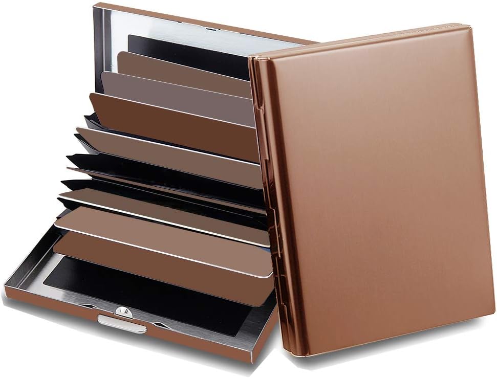 EASTNIGHTS RFID Credit Card Holder Protector Metal Credit Card Wallet Business Card Holder for Men Women Gift Box Package (Copper)